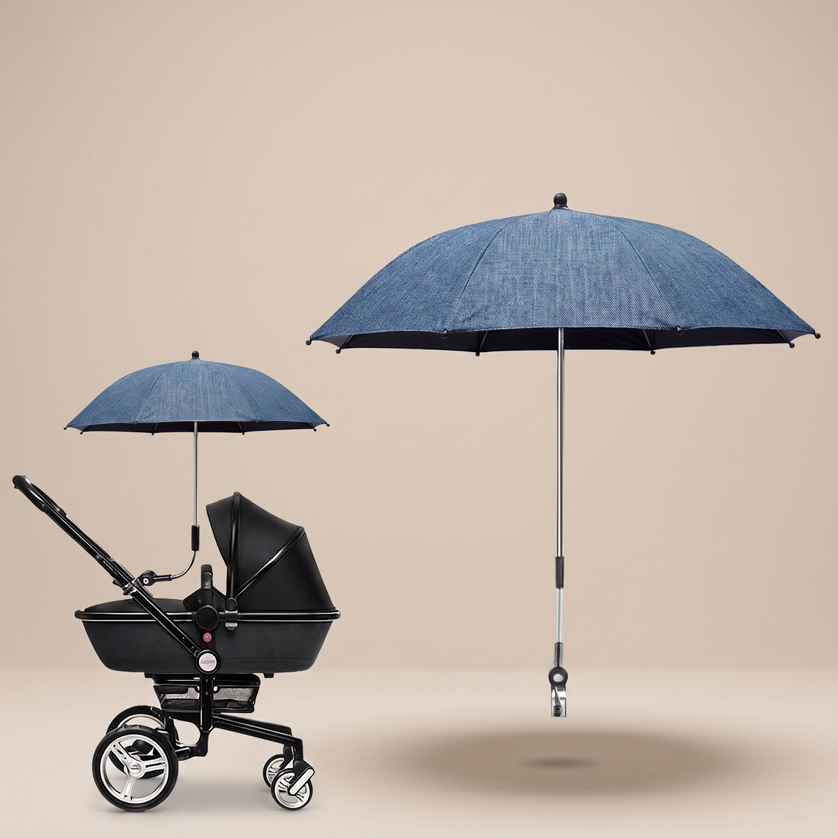 Ombrelle Anti-UV pour Poussette - Bleu Jean