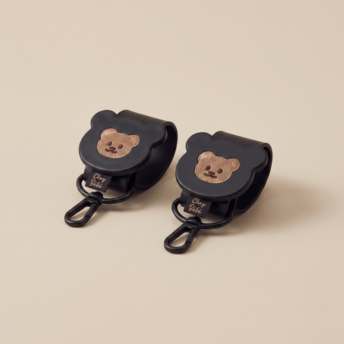 Crochets de Poussette Ours - Noir